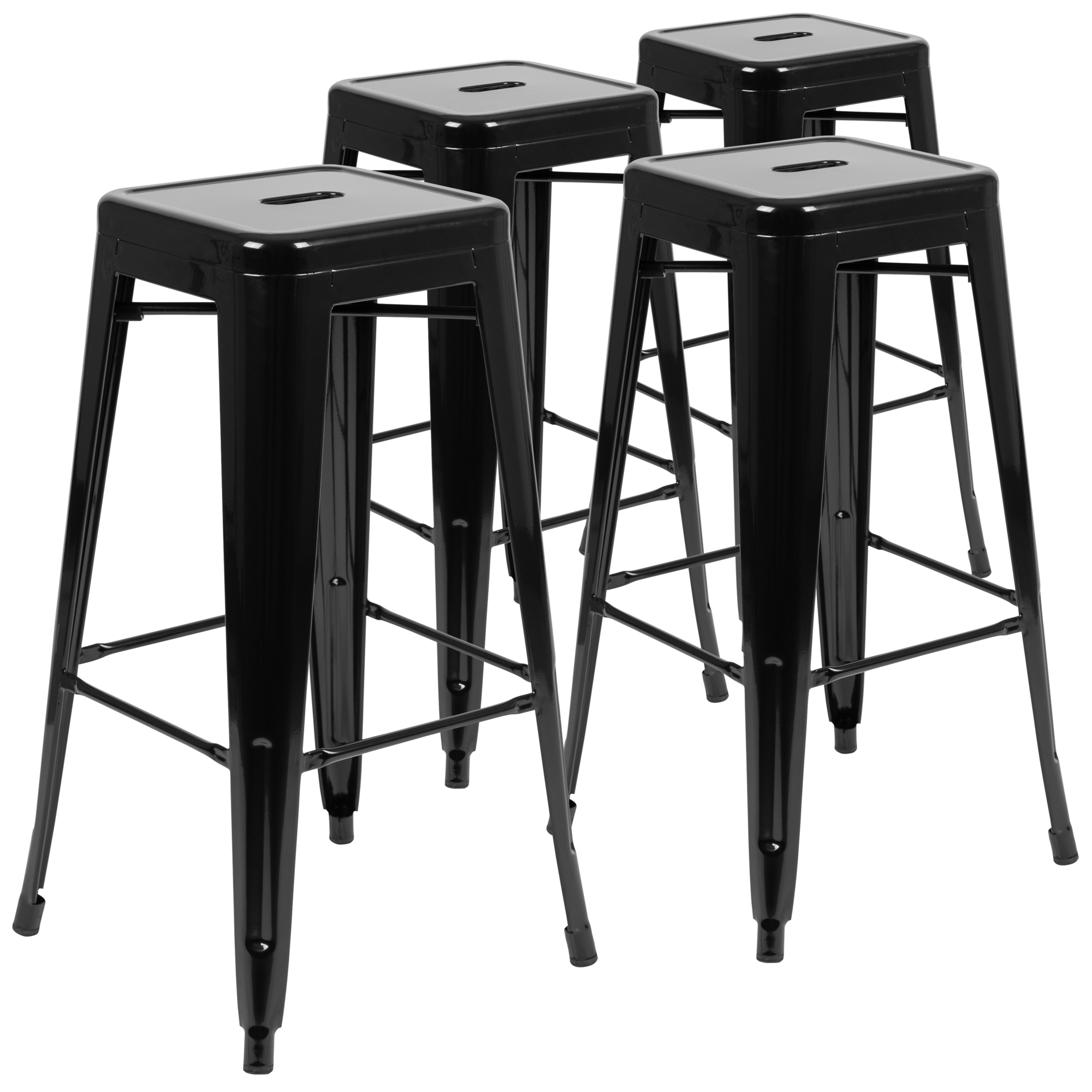 Flash Furniture, 4 Pack 30in. High Metal Indoor Bar Stool, Black, Included (qty.) 4 Model# 4ET3132030BKR
